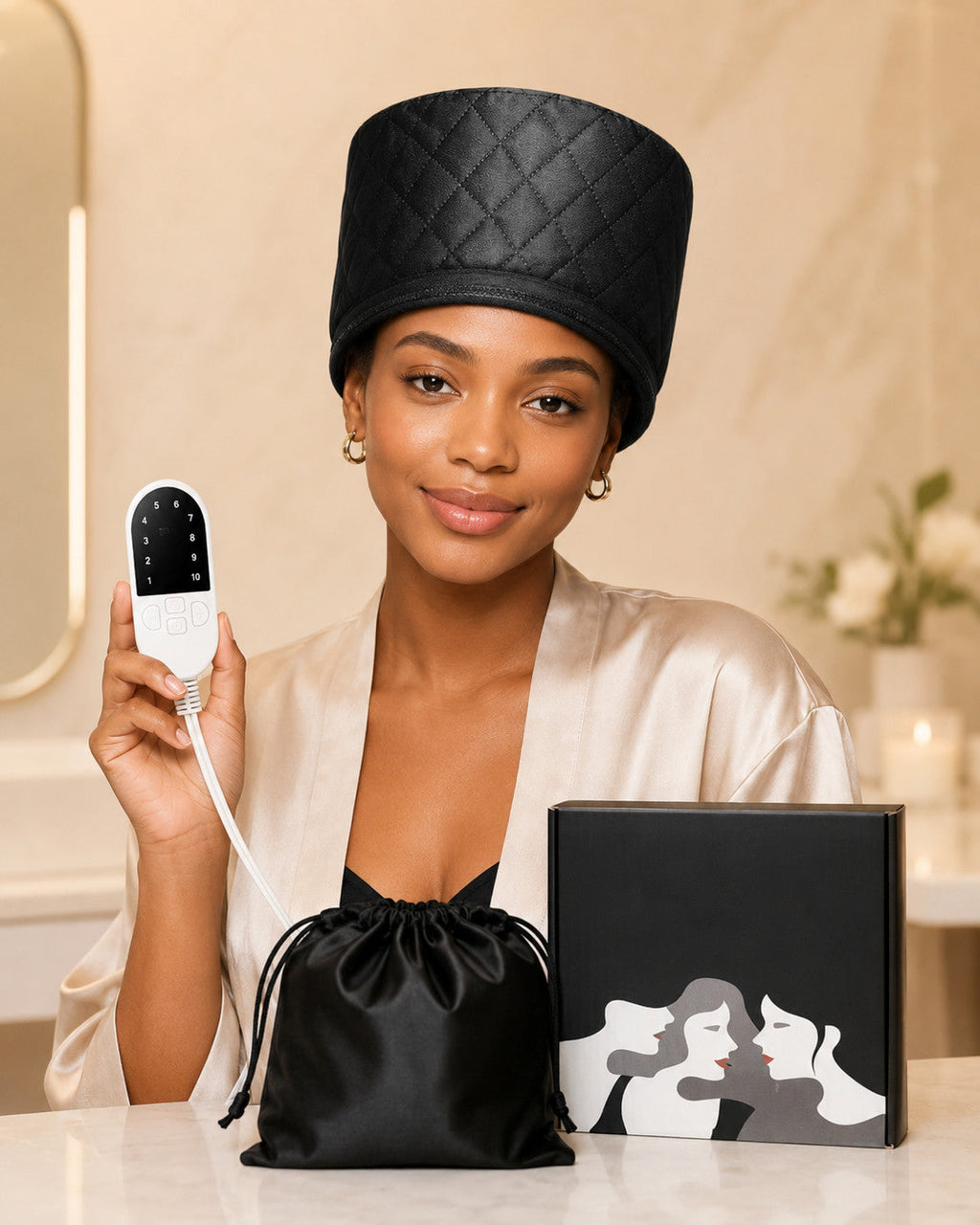 VelourCap Electric Heated Hair Cap — complete kit